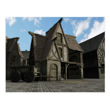 Escena medieval de la calle - 3 postales