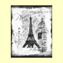 Escena negra y blanca de la torre Eiffel de París  impresiones de lienzo
