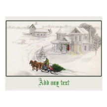 Escena preciosa Nevado del ejemplo del vintage Postales