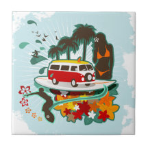 Escena tropical de la playa tejas  ceramicas