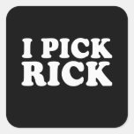 ESCOJO A RICK (blanco) Calcomanías Cuadradass Personalizadas