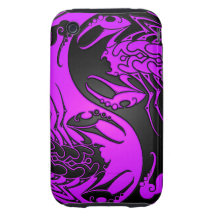 Escorpiones púrpuras y negros de Yin Yang Tough iPhone 3 Funda