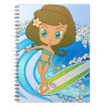 Escritor de la onda de Lil Wahine Libro De Apuntes Con Espiral