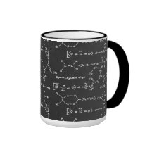 Escritura de la fórmula química taza de café