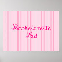Escritura del cojín de Bachelorette en rayas rosad Poster
