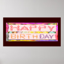 Escritura floral del feliz cumpleaños impresiones