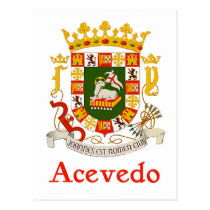 Escudo de Acevedo de Puerto Rico tarjetas postales
