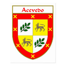 Escudo de armas de Acevedo/escudo de la familia tarjetas postales