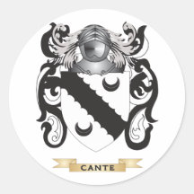 Escudo de armas de Cante (escudo de la familia) Etiqueta Redonda