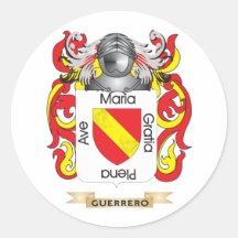 Escudo de armas de Guerrero (escudo de la familia) Pegatina Redonda
