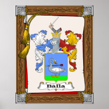 Escudo de armas de la familia Balla2 en voluta de  Poster