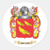Escudo de armas de McGee (escudo de la familia) Etiquetas Redondas