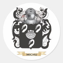 Escudo de armas de Michu (escudo de la familia) Pegatina Redonda