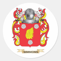 Escudo de armas de Simmons (escudo de la familia) Pegatinas Redondas