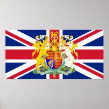 Escudo de armas y bandera BRITÁNICOS Poster
