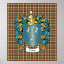 Escudo de armas y tartán de Gibson Poster