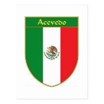 Escudo de la bandera de Acevedo México tarjetas postales