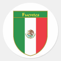 Escudo de la bandera de Fuentes México Pegatina Redonda