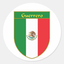Escudo de la bandera de Guerrero México Pegatinas Redondas