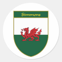 Escudo de la bandera de Simmons Galés Pegatinas