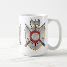 Escudo de la batalla del lobo del grito tazas