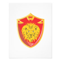 Escudo de la corona del león retro anuncios  