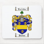 ESCUDO DE LA FAMILIA DE BURTON - ESCUDO DE ARMAS D ALFOMBRILLA DE RATONES