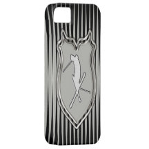 Escudo de plata y negro del esquiador de la nieve iPhone 5 Case-Mate carcasa
