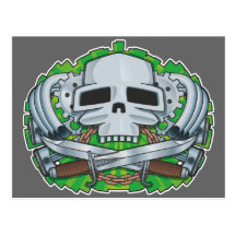 Escudo del cráneo de Steampunk Tarjeta Postal