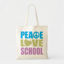 Escuela del amor de la paz bolsa lienzo