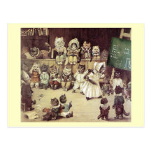 Escuela del gato por la postal de Louis Wain