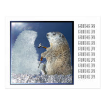 Escultura de hielo del día de la marmota postales