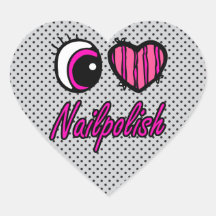 Esmalte de uñas del amor del corazón I del ojo de  Colcomanias De Corazon Personalizadas