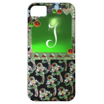 Esmeralda VERDE NEGRA del MONOGRAMA de la PIEDRA P iPhone 5 Case-Mate Fundas