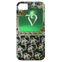 Esmeralda VERDE NEGRA del MONOGRAMA de la PIEDRA P iPhone 5 Funda