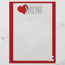 Espacio en blanco romántico del menú de la cena flyer personalizado