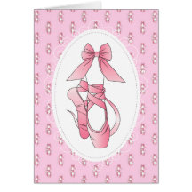 Espacio en blanco rosado de los zapatos de ballet felicitaciones