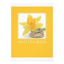español amarillo de la invitación del boda