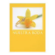 español amarillo de la invitación del boda