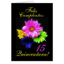 Español: B-día de Quinceanera 15 y.o. Tarjetón