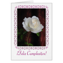 Español: /Birthday, blanca de Cumpleanos-Rosa Tarjeton