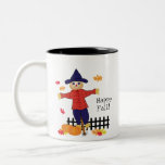 Espantapájaros y calabazas lindos tazas