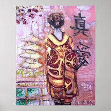 Esperando su amor verdadero - impresión del geisha poster