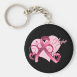 Esperanza floral de la cinta - cáncer de pecho llaveros personalizados