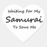 Esperar a mi pegatina (blanco) del samurai