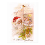 Espía Santa de los niños fuera del navidad del vin Tarjeta Postal