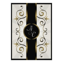 Espiral elegante de la crema del negro del oro de 