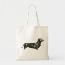esqueleto del dachshund bolsa lienzo