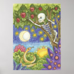 esqueleto que oculta en arte del árbol posters
