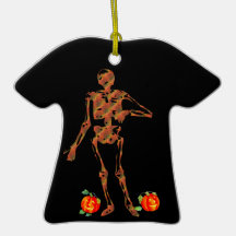 Esqueleto y calabazas de Halloween Adorno De Navidad